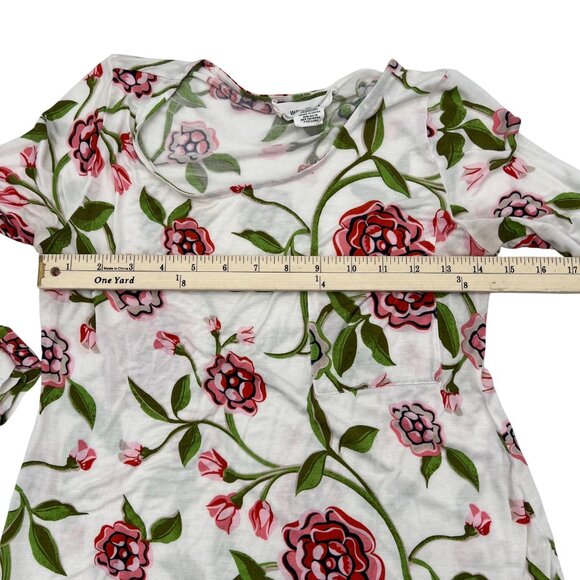 Workshop Womens Floral Print Long Sleeve Top XS‎ Rayon/Spandex White Green Pink - Picture 5 of 6